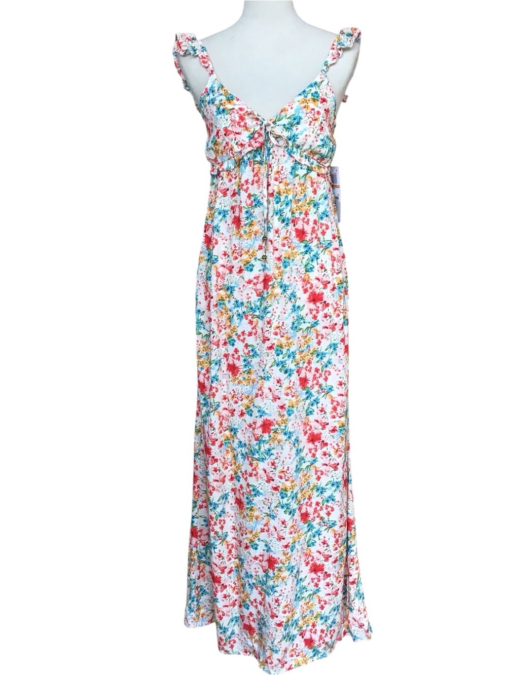 Kingston Grey Boho Floral Ruffle Sleeve Day Maxi Dress Size Small